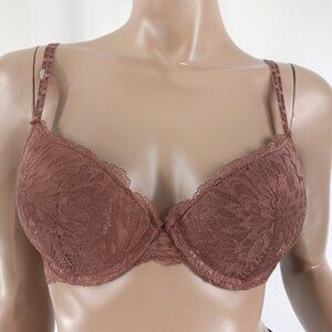 JUICY COUTURE Bra Sexy Pushup Brown Lace Double Strap 34B NWOT